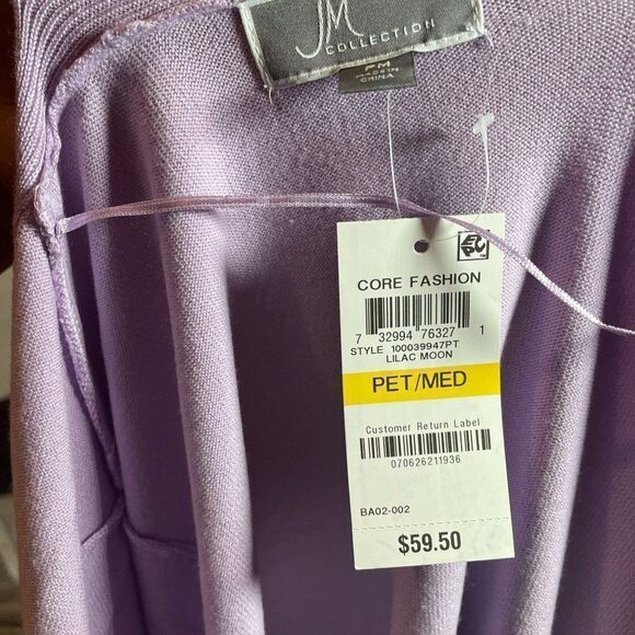 JM Collection Womens Lilac Moon Core Fashion Cardigan Tie On Side Sweater Sz PM - Picture 2 of 8